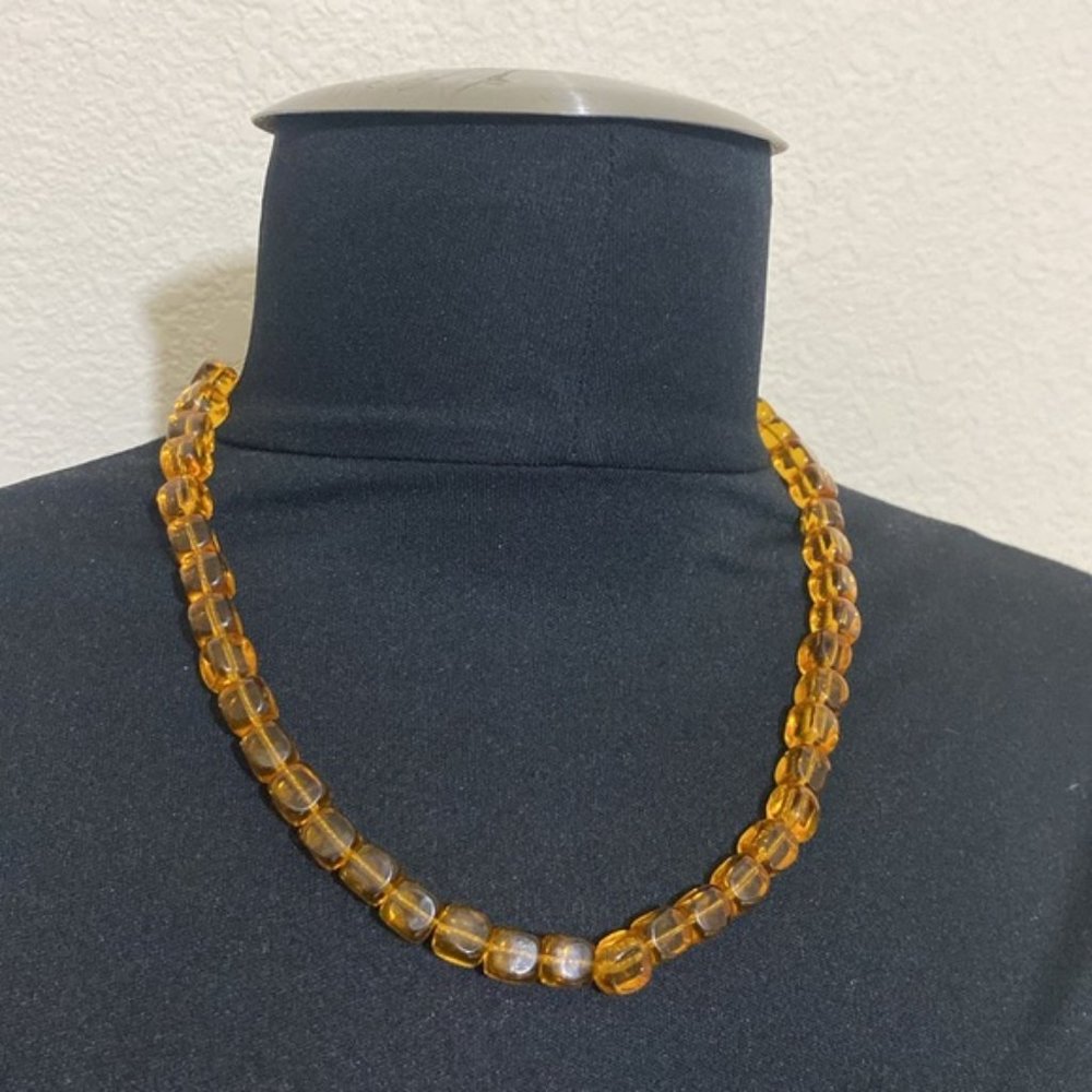 GENUINE 14K Gold Chain Necklace with Brown Gem Stones